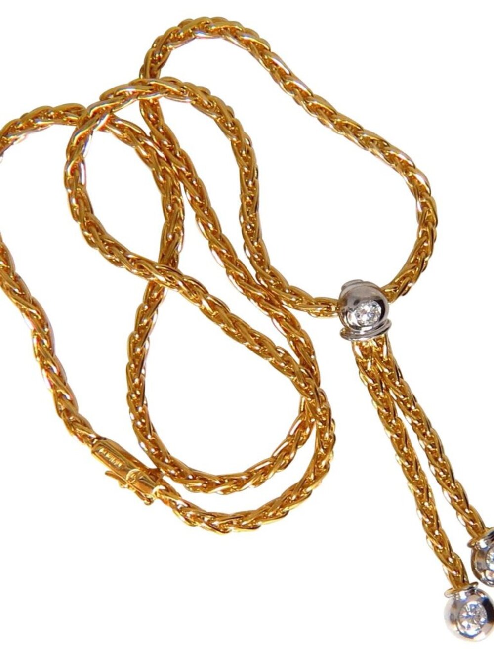 .75CT ROUND BRILLIANT DIAMONDS DANGLING BOLO TIE NECKLACE 18KT G/VS*